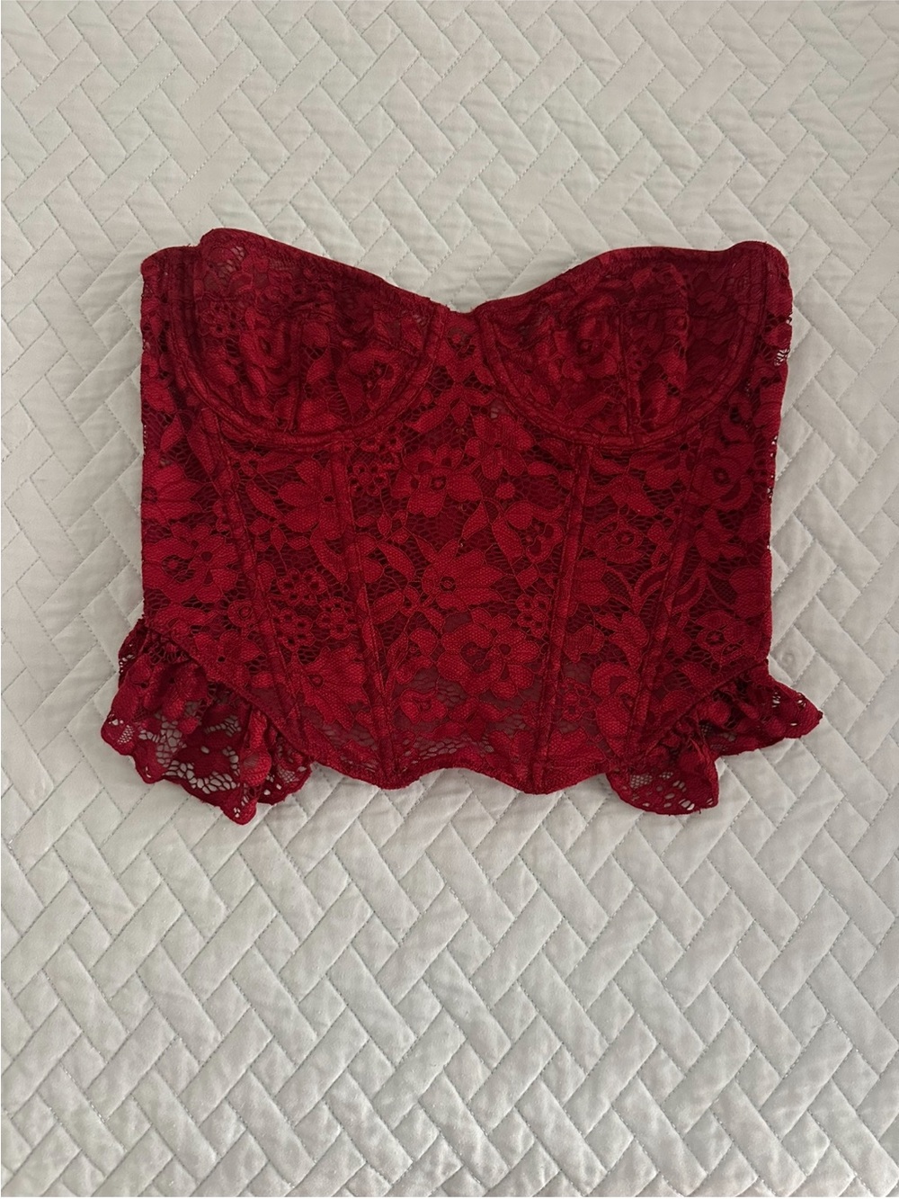 Women's Red Lace Bustier Top